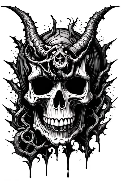 Demonic Skull Anarchy Symbol