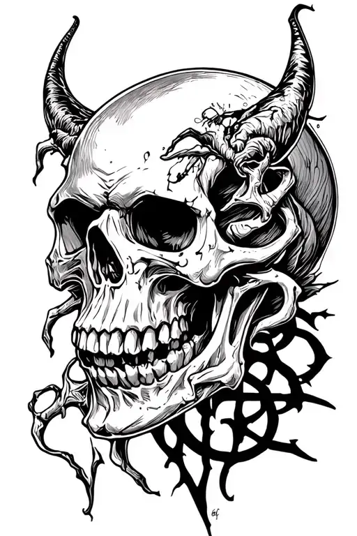 Demonic Skull Anarchy Symbol