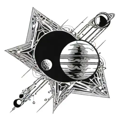 Half Sleeve Realism Planets Art Deco Forearm