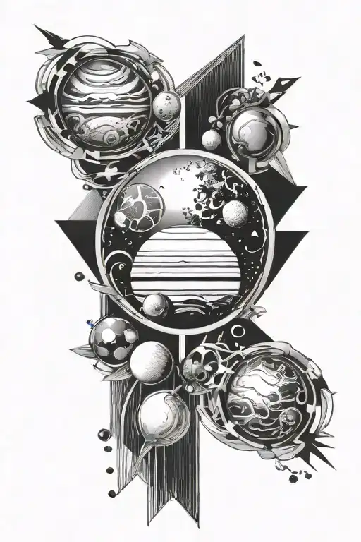 Half Sleeve Realism Planets Art Deco Forearm