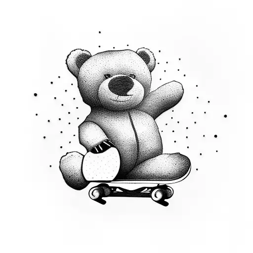 Teddy Bear Riding A Skateboard