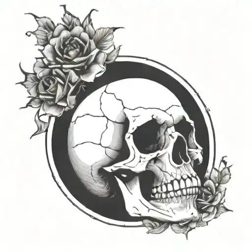 Skull Centered Inside Circle