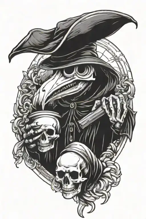 Plague Doctor Holding Skull