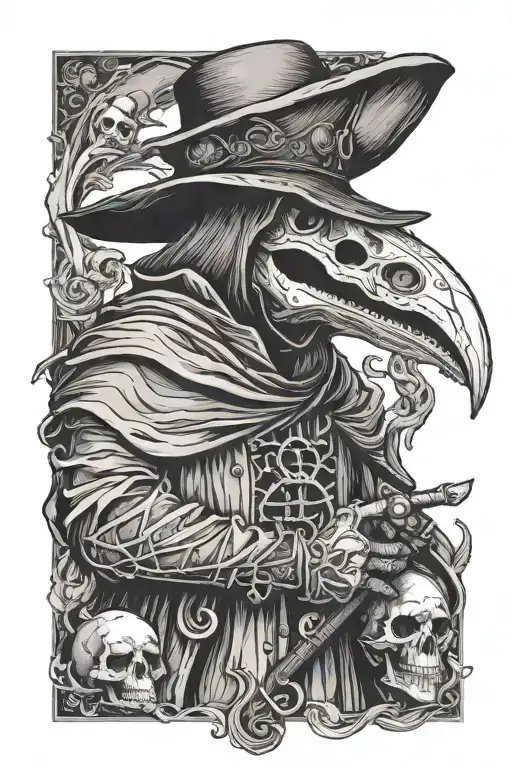 Plague Doctor Holding Skull