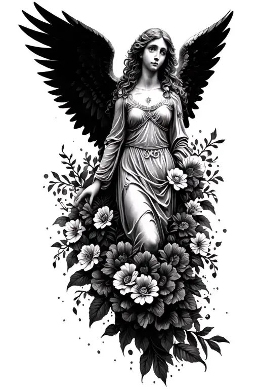 An Angel With Wings Made Entirely Of Flowers Intertwined
