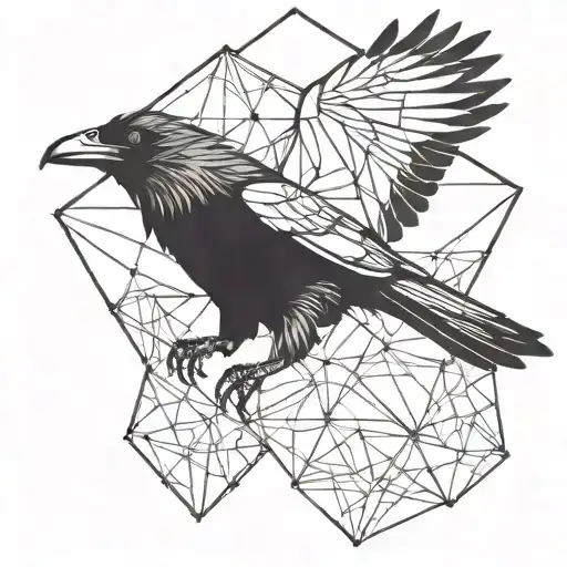 Geometric Raven Flying