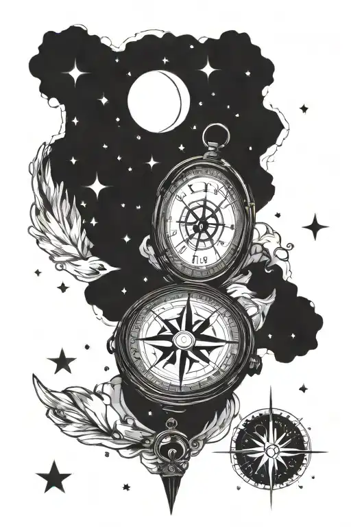 Compass Sky Filled With Stars