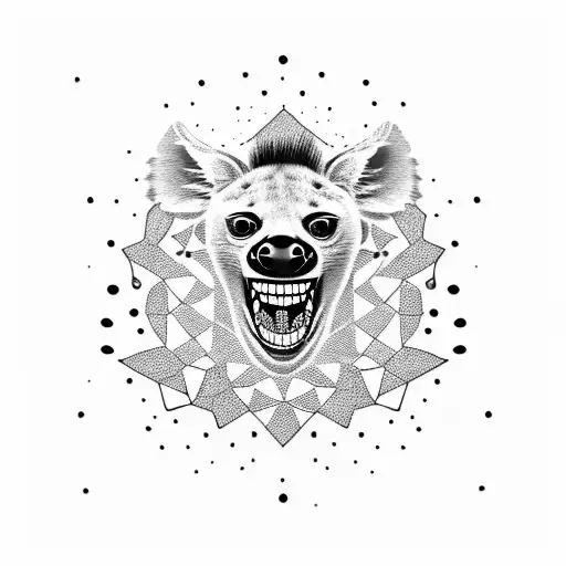 Hyena Laughing Madness Head Abstract With Black Chain Around Its Neck