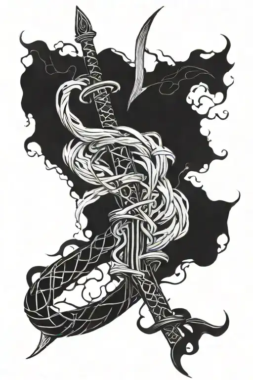 Imoogi Entwined Around A Dao Sword