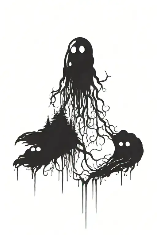Forest Graffiti Paint Drip Cthulhu Eldritch Horror