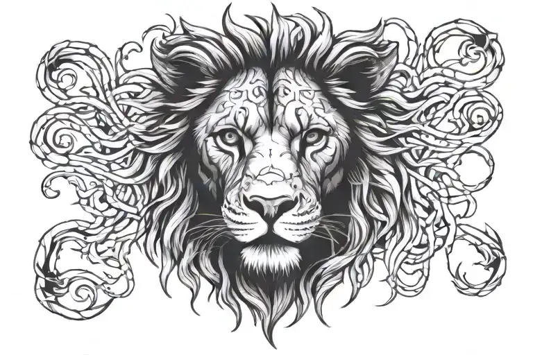 Blind Lion With Scar And Bones Around It