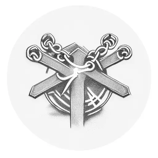 Rosary Necklace With Cross Going Down Forearm