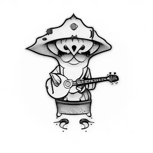 A Guitar Playing On A Black Background