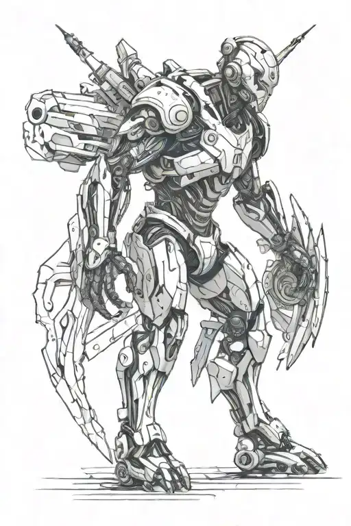 Futuristic Cyborg Warrior With Mechanical Elements Integrated Into The Design