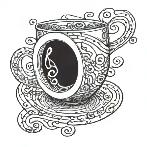 A Coffee Cup With Musical Notes Swirling Around It