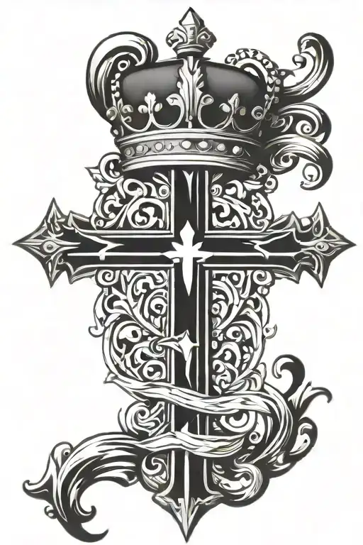 Christian Cross With Crown