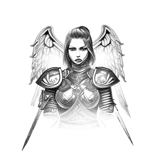 Female Warrior Guardian Angel In Armour
