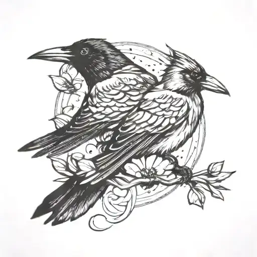 Crow And Hummingbird Perched