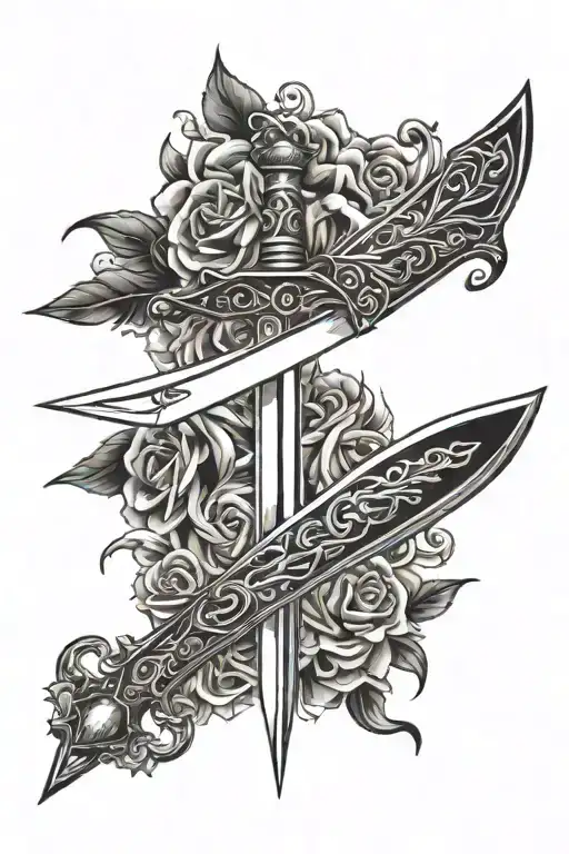 Sword Tattoo Stabbing Into Somethhing