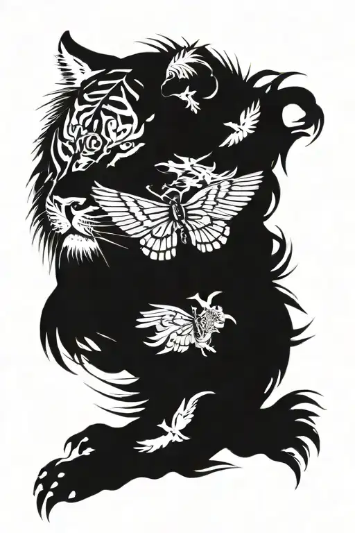 Tiger And Angle And 888 And Wings Spread