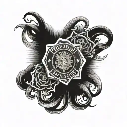 A Police Badge With The Names Of The Client's Daughters Intertwined In The Design