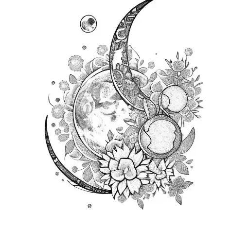 Moon And Flowers And Crystals
