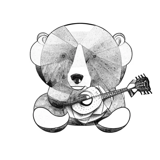 A Bear Playing A Guitar On A Rock Stage