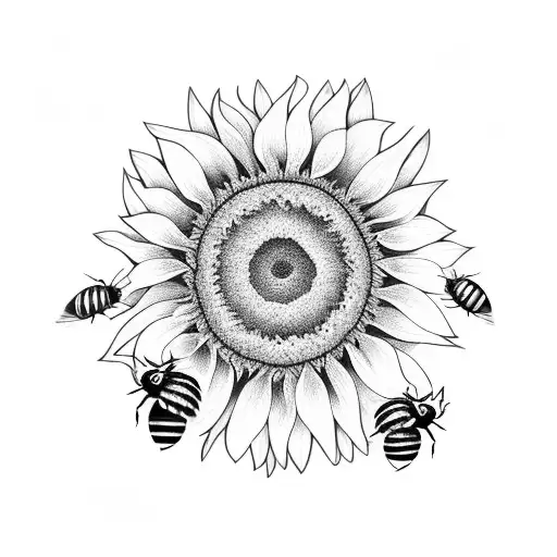 Sunflower And Bee
