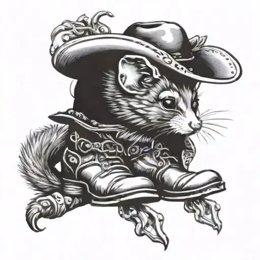 Possum With Cowboy Hat And Boots