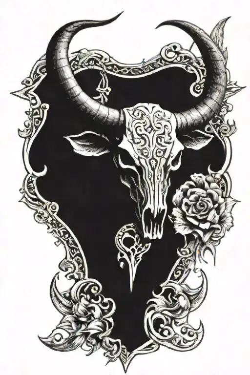 Tooled Leather With Bull Skulls