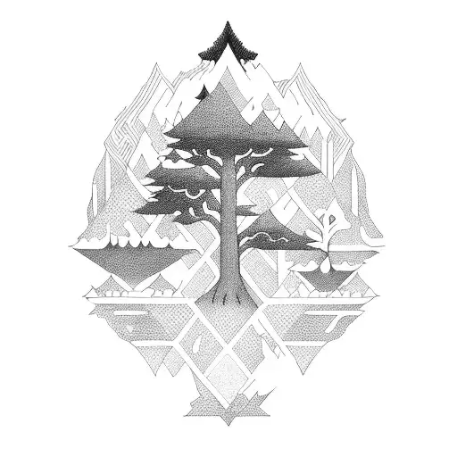 A Mystical Forest With Ancient Symbols Hidden Among The Trees