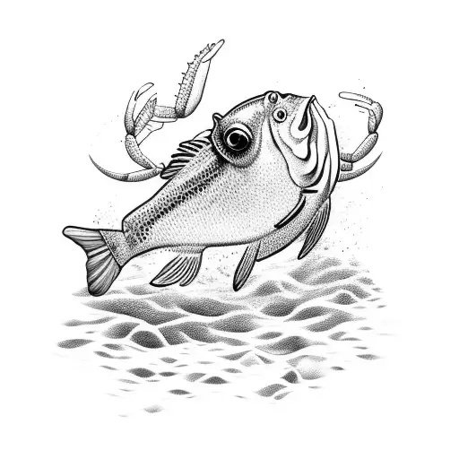 A Fish Fighting Against Two Crabs