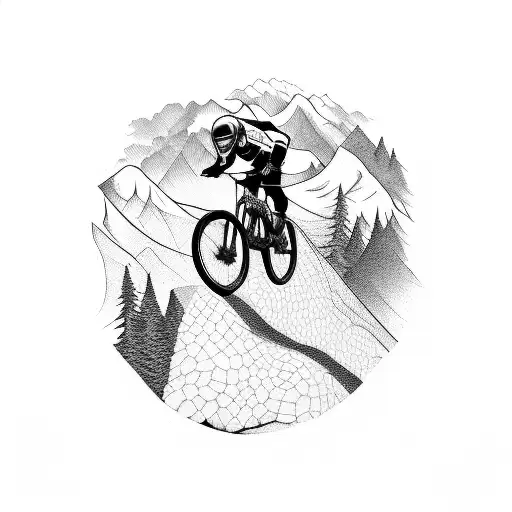 A Fearless Downhill Mountain Biker Navigating A Treacherous Trail
