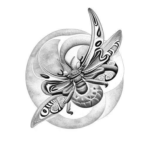 Medusa Moth Flowers Moon