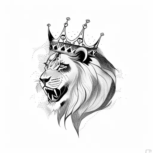 A Fierce Lion With A Crown Representing Strength And Leadership