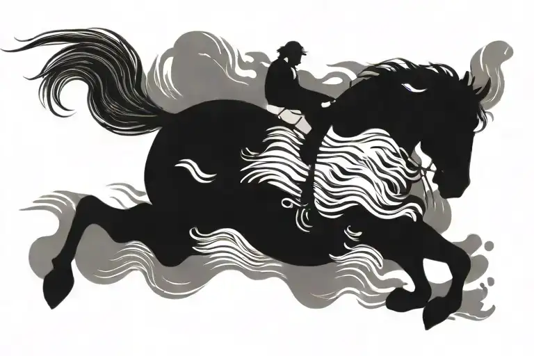 Horse Jumping Through A Pool Of Water