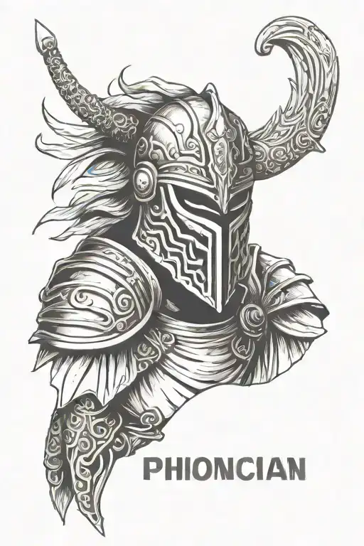 Phonecian Warrior With Mask Covering Up Face