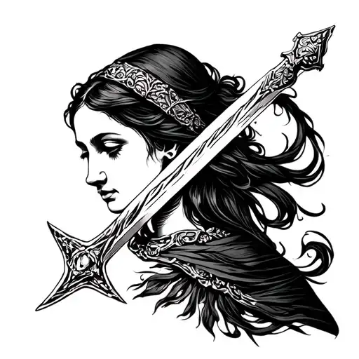 Saint Dymphna Sword Threading Skin