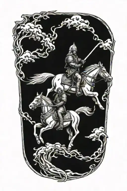 Wolf And Knight Riding A Horse