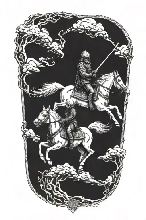 Wolf And Knight Riding A Horse