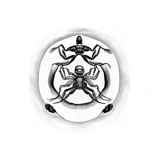 A Scorpion With Its Tail Wrapped Around A Yin-yang Symbol