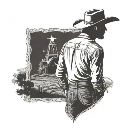 Cowboy From Behind In Western Setting