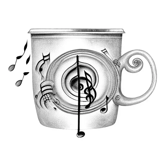 A Coffee Cup With Musical Notes Pouring Out As Steam