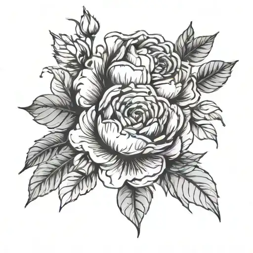 Rose And Peony With Greenery