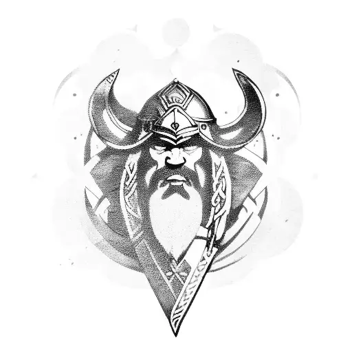 A Fierce Viking Warrior Engaged In A Battle With A Mythical Creature