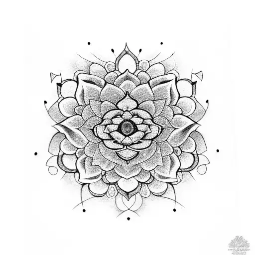A Dotwork Drawing Of Buddah With Lotus Flower And Mandala