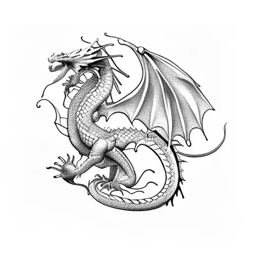 Elegant Dragon With Flowers