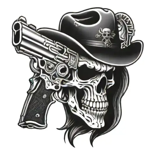 Western Skull With Gun Female
