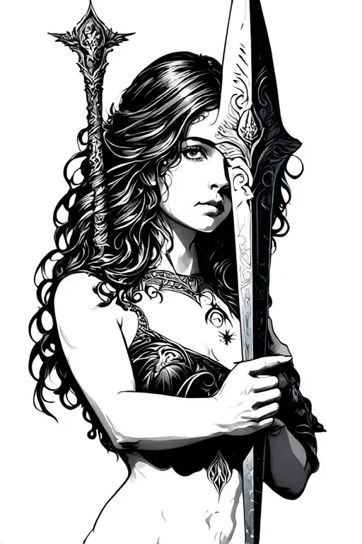 Female Holding Claymore