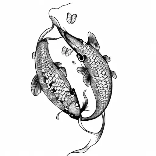 Butterfly Silhouette Of Koi Fish